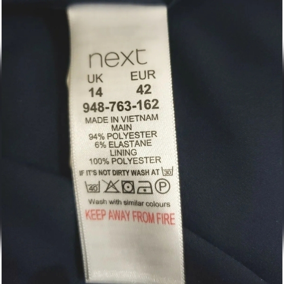 NEXT Tailoring~Woman Size 10 (UK 14)~Navy Blue Academia Belted Dress Fully Lined - Picture 7 of 13